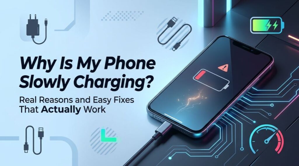 Why is my phone slowly charging showing low battery warning, charger cable, and slow charging fix guide - TechNexa Hub