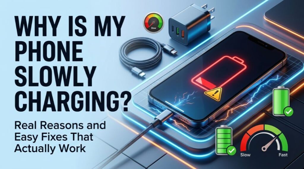 Why is my phone slowly charging with low battery icon and charger cable showing slow charging fixes - TechNexa Hub
