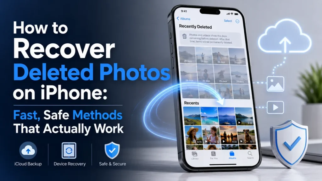 How to recover deleted photos on iPhone using Recently Deleted, iCloud Backup, and safe iPhone photo recovery methods - TechNexa Hub