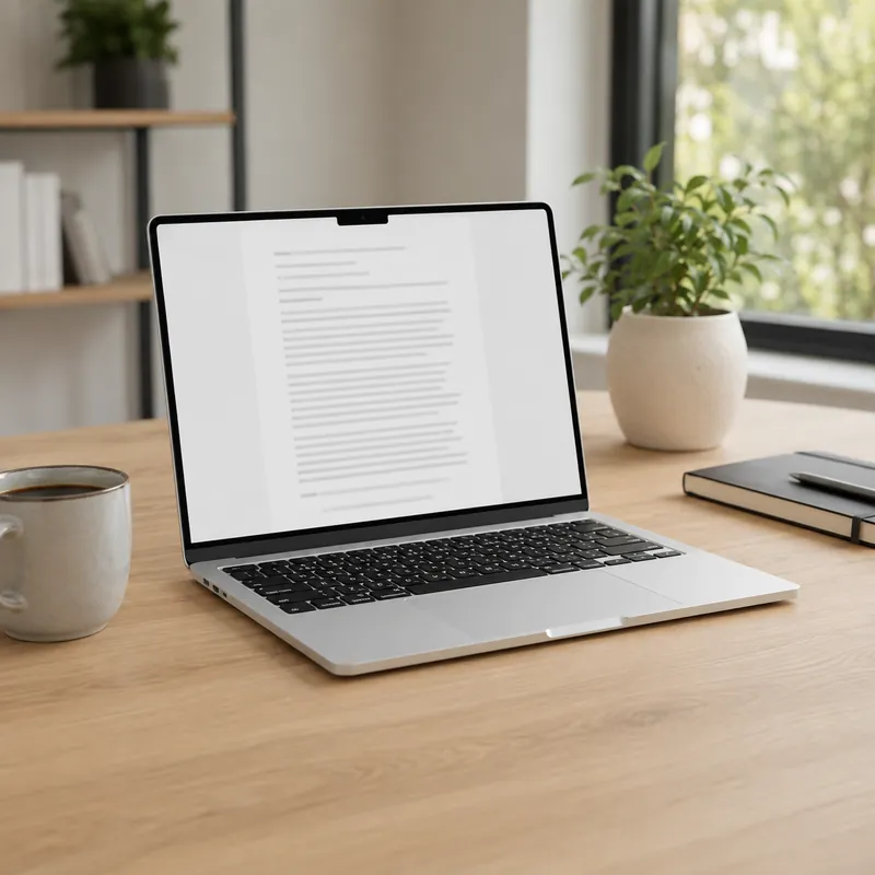 Best Laptops for Writers featuring the Apple MacBook Air M4 on a modern wooden desk with a bright workspace, comfortable keyboard, and vibrant display. - TechNexa Hub