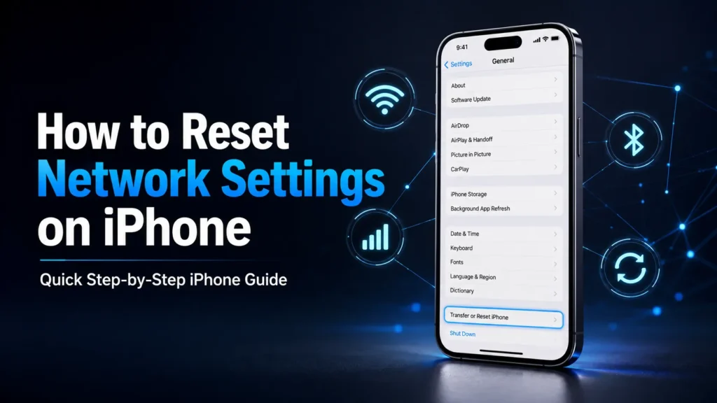 How to reset network settings on iPhone using the Settings app to fix Wi-Fi, cellular data, Bluetooth, and other network connection problems. - TechNexa Hub