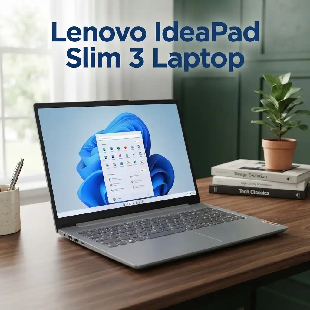 Lenovo IdeaPad Slim 3 Laptop with a sleek design and Full HD display, one of the Best Laptops for Writers, delivering reliable performance for work, study, and multitasking. - TechNexa Hub
