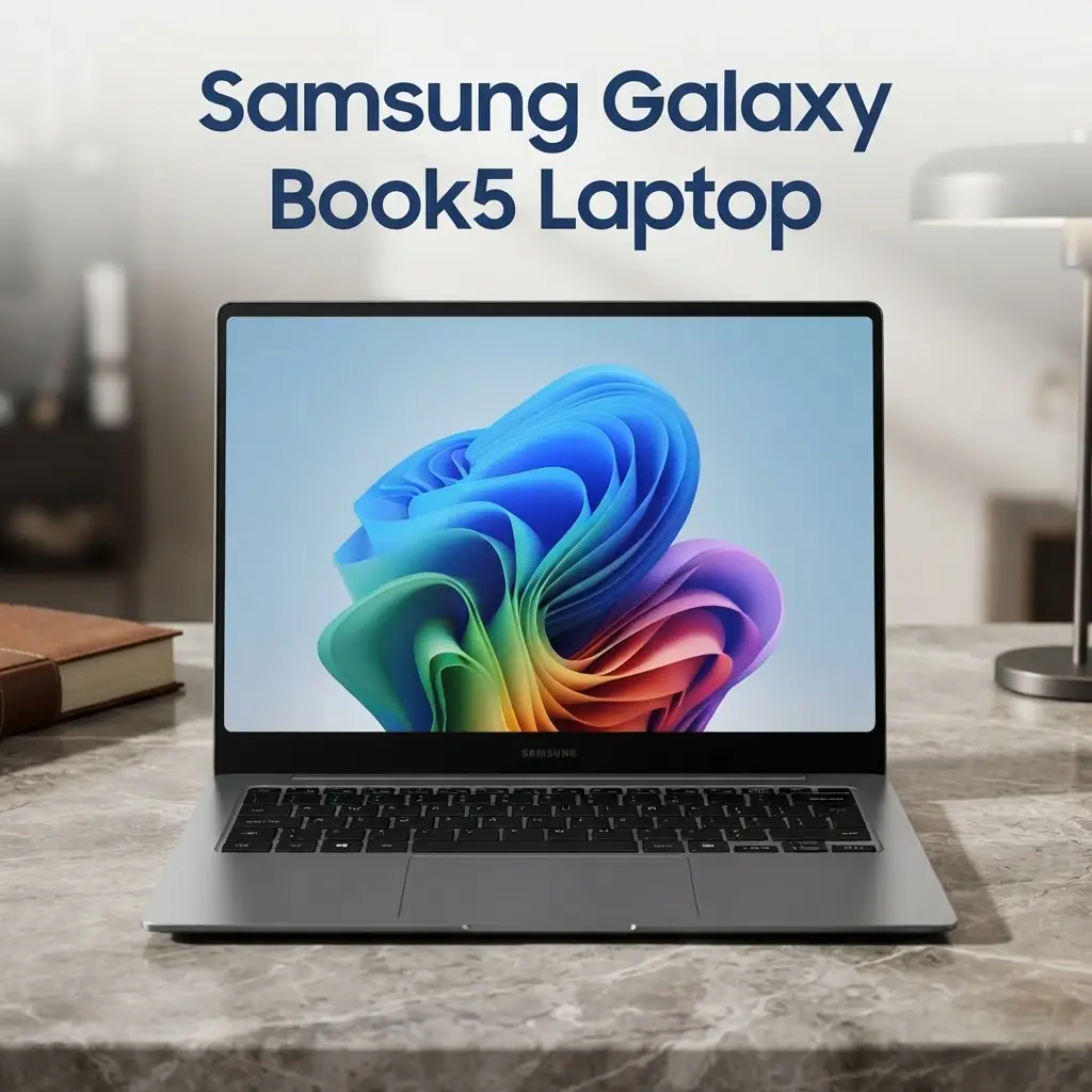 Samsung Galaxy Book5 Laptop with a sleek ultra-thin design and vibrant display, one of the Best Laptops for Writers, delivering reliable performance and portability. - TechNexa Hub