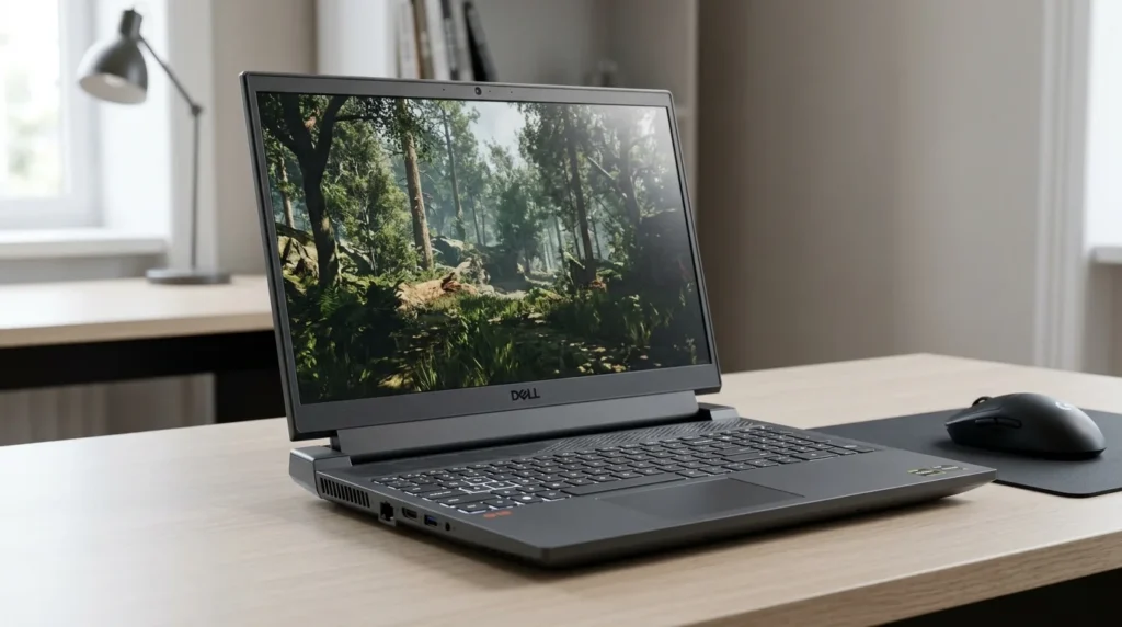 Dell G15 gaming laptop with a full-size keyboard, dedicated graphics, high-refresh display, and rugged gaming chassis - TechNexa Hub