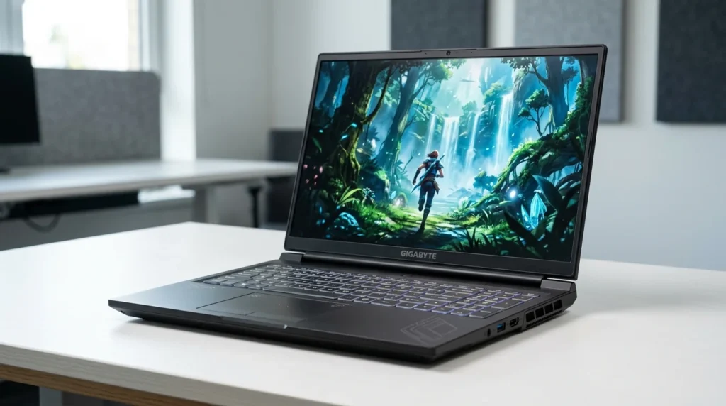 GIGABYTE Gaming A16 gaming laptop with a 16-inch high-refresh display, backlit keyboard, and modern gaming chassis. - TechNexa Hub