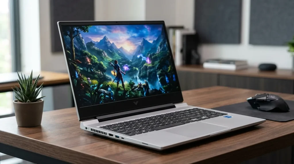 HP Victus 16 gaming laptop with a large high-refresh display, full-size keyboard, and modern gaming chassis. - TechNexa Hub
