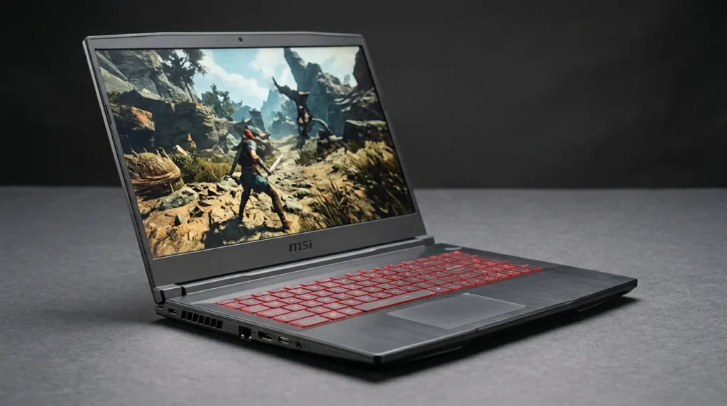 MSI Thin 15 gaming laptop with a high-refresh display, red backlit keyboard, and slim black gaming chassis - TechNexa Hub