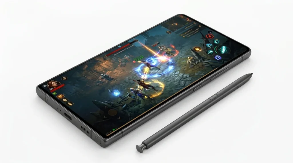 Samsung Galaxy S26 Ultra gaming phone showing immersive mobile gaming performance on its large display - Technexa Hub